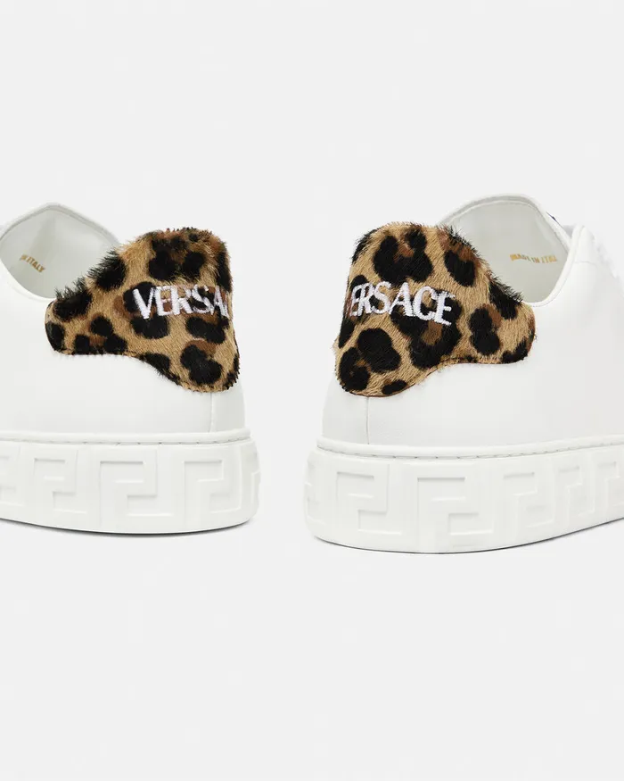 Sneakers Men Versace Leopard Greca Trainers White