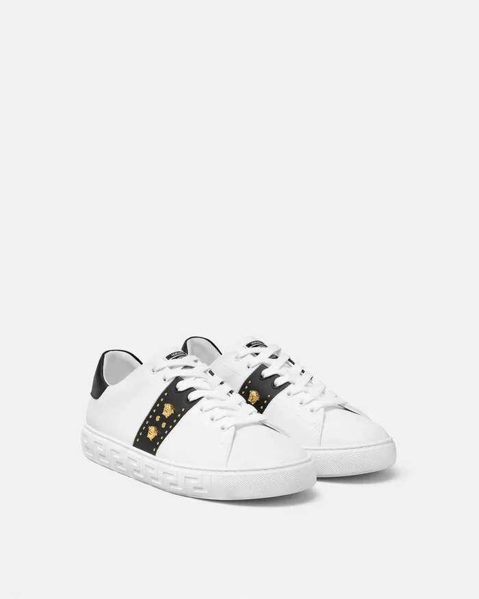Sneakers Men Versace Studded Greca Sneakers White