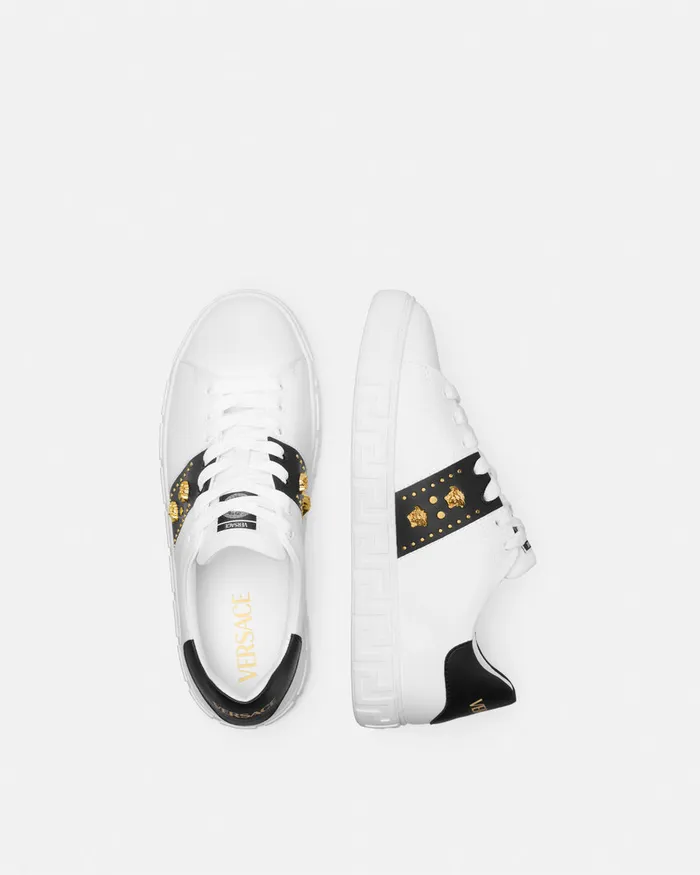 Sneakers Men Versace Studded Greca Sneakers White