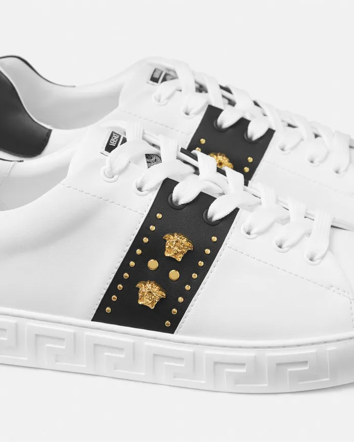 Sneakers Men Versace Studded Greca Sneakers White