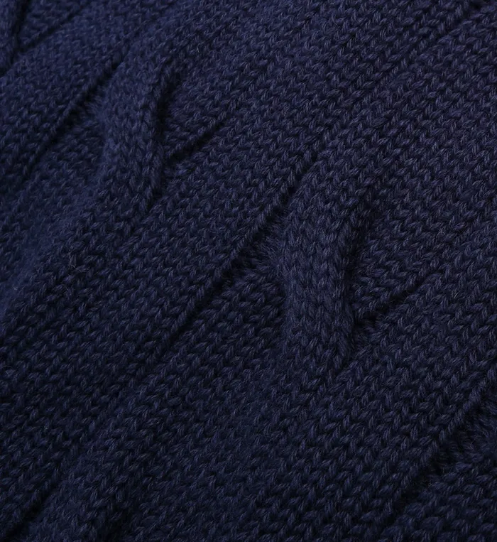 Sporty and Rich Knitwear Women SRC Cableknit VNeck Sweater 8211 NavyWhite