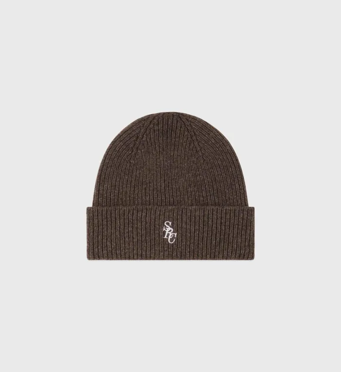 Sporty and Rich Knitwear Women SRC Wool Beanie 8211 Chocolate