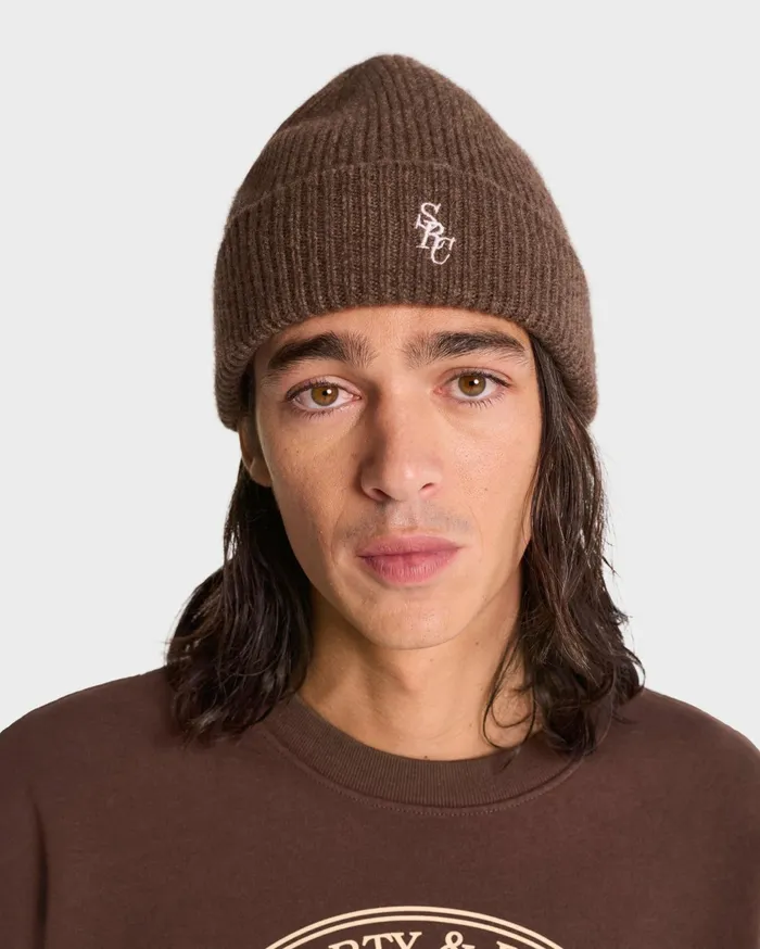 Sporty and Rich Knitwear Women SRC Wool Beanie 8211 Chocolate