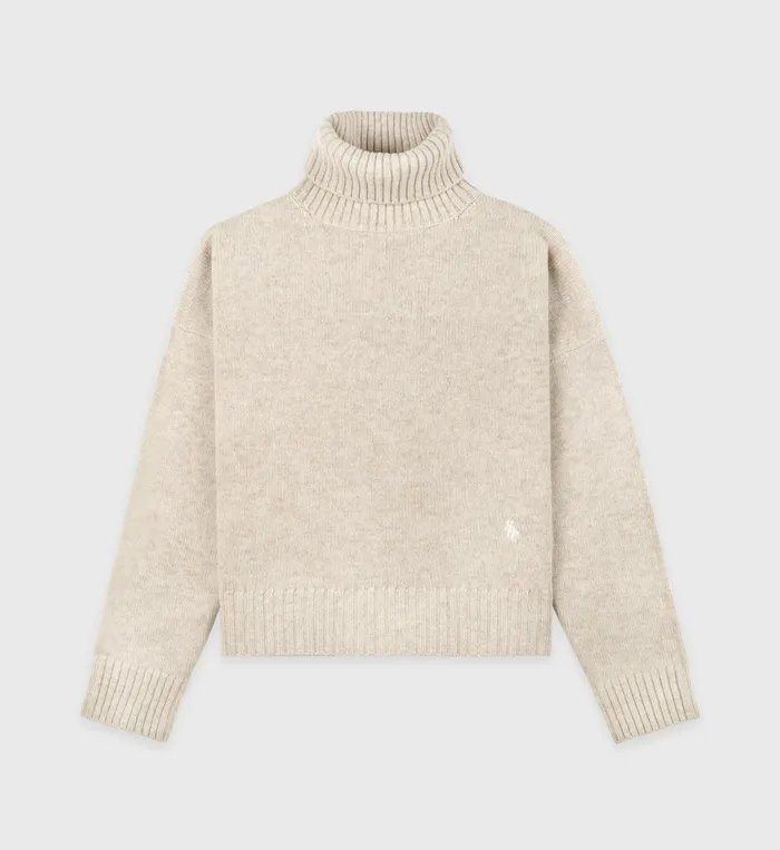 Sporty and Rich Knitwear Women SRC Wool Turtleneck 8211 CreamWhite