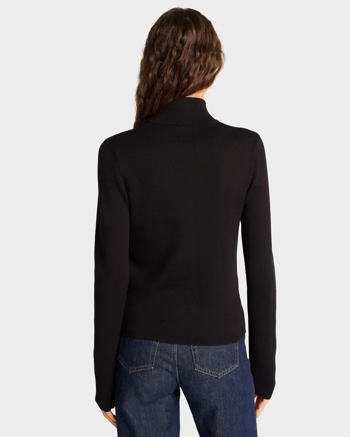 Sporty and Rich Knitwear Women Vendome Minimal Quarter Zip 8211 Black