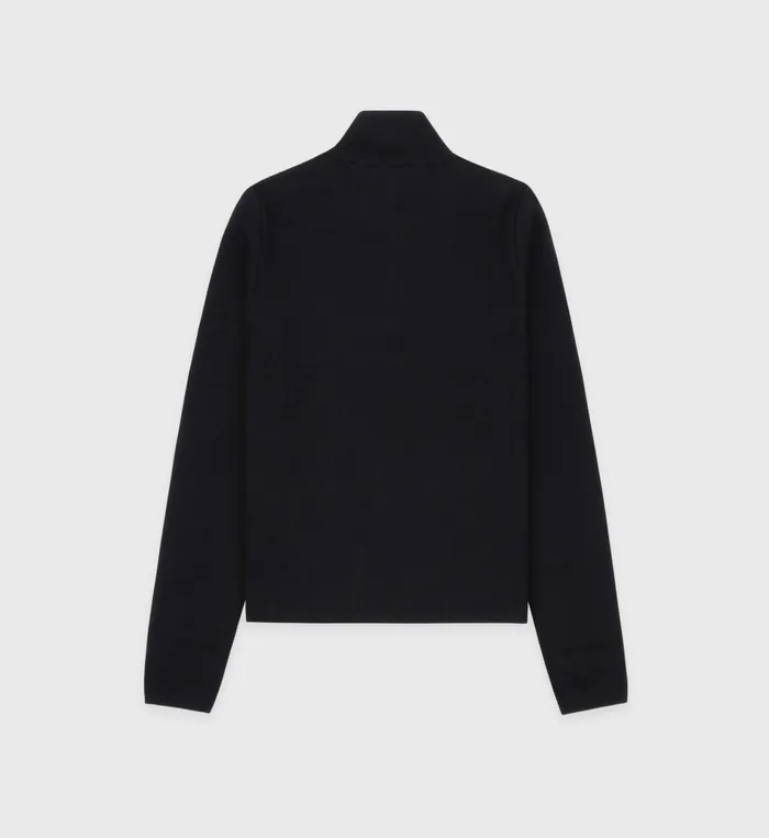 Sporty and Rich Knitwear Women Vendome Minimal Quarter Zip 8211 Black
