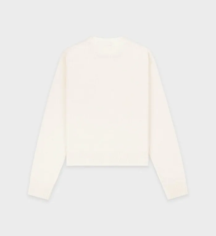 Sporty and Rich Knitwear Women Vendome Script Cashmere Crewneck 8211 CreamNavy