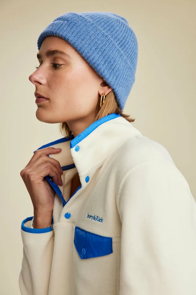 Sporty and Rich Polar Fleece And Sherpa Women Buttoned Polar Sweatshirt 8211 CreamOcean
