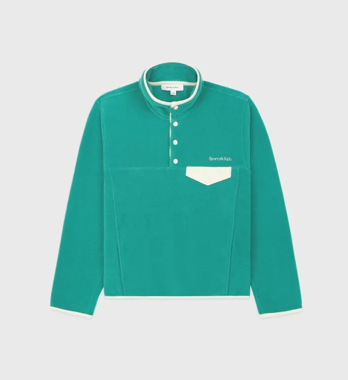 Sporty and Rich Polar Fleece And Sherpa Women Serif Logo Polar Sweatshirt 8211 Spring GreenCream Sporty and Rich Polar Fleece And Sherpa Women Serif Logo Polar Sweatshirt 8211 Spring GreenCream