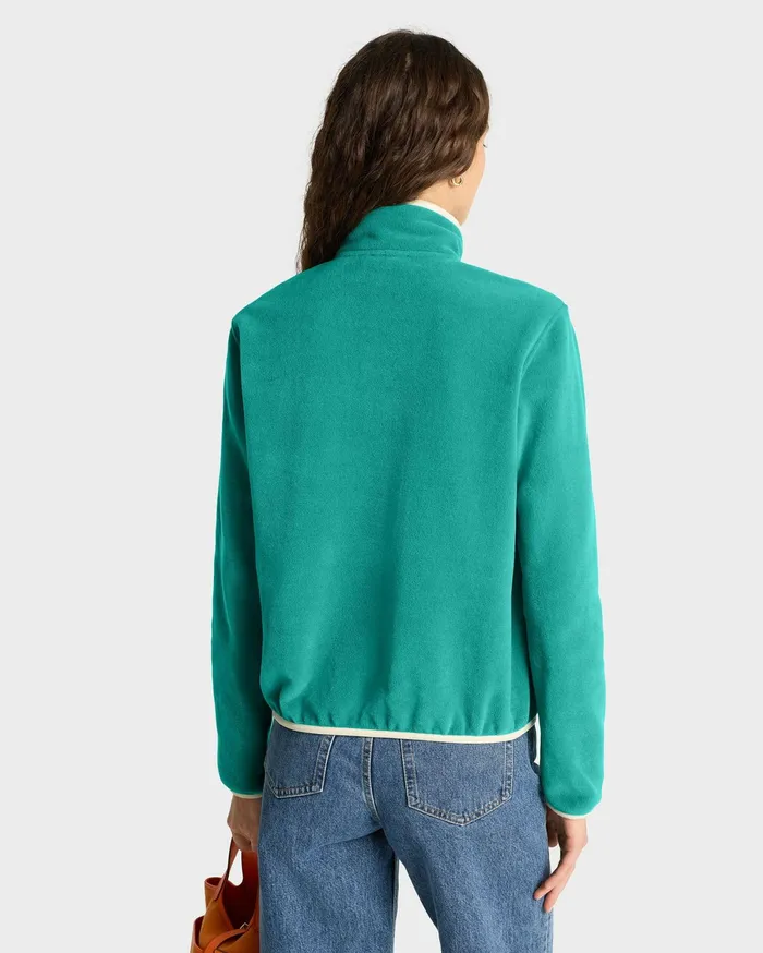Sporty and Rich Polar Fleece And Sherpa Women Serif Logo Polar Sweatshirt 8211 Spring GreenCream