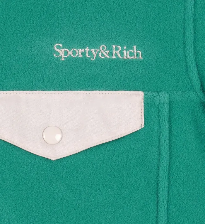 Sporty and Rich Polar Fleece And Sherpa Women Serif Logo Polar Sweatshirt 8211 Spring GreenCream
