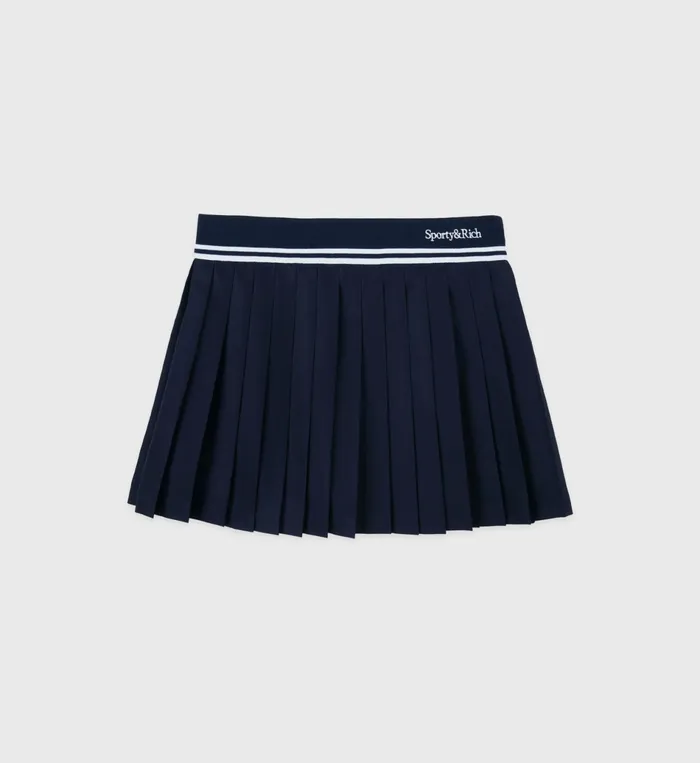 Sporty and Rich Skirts and Dresses Women Abigail Wool Pleated Skirt 8211 NavyWhite Sporty and Rich Skirts and Dresses Women Abigail Wool Pleated Skirt 8211 NavyWhite