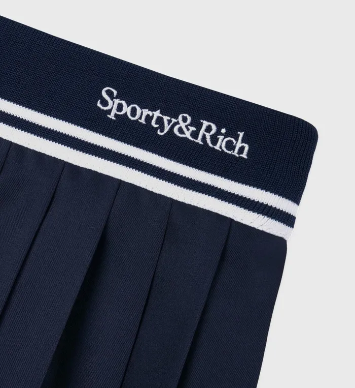 Sporty and Rich Skirts and Dresses Women Abigail Wool Pleated Skirt 8211 NavyWhite