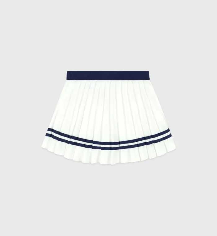 Sporty and Rich Skirts and Dresses Women Serif Logo Pleated Skirt 8211 WhiteNavy