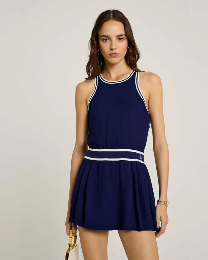 Sporty and Rich Skirts and Dresses Women SRC Phoebe Dress 8211 NavyWhite