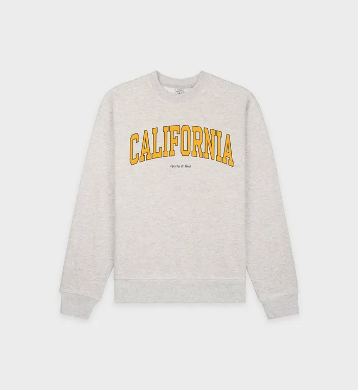 Sporty and Rich Sweatshirts Women California Crewneck 8211 Heather GrayGold