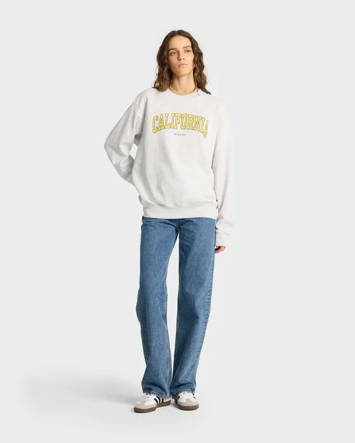 Sporty and Rich Sweatshirts Women California Crewneck 8211 Heather GrayGold