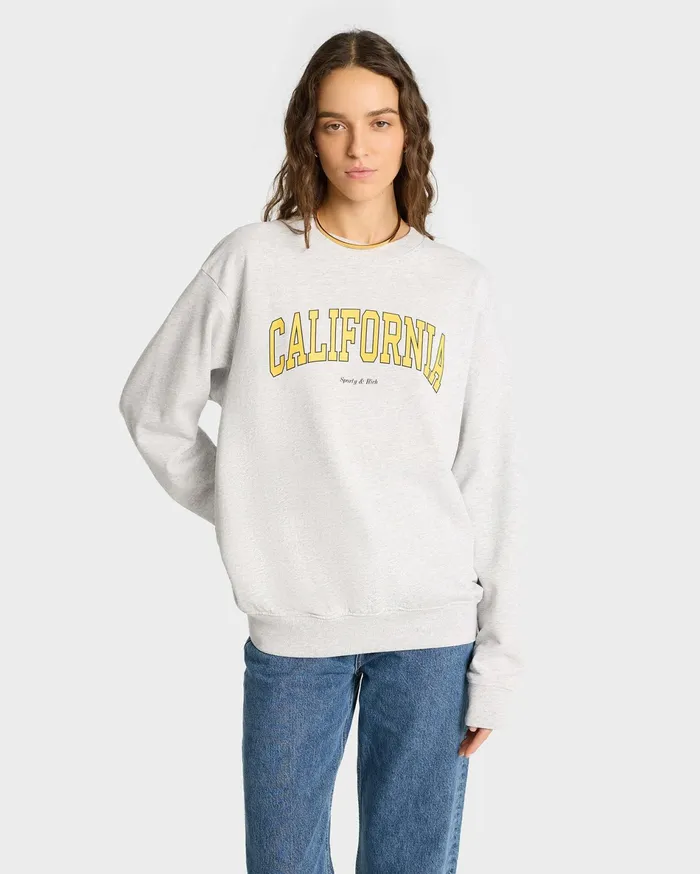 Sporty and Rich Sweatshirts Women California Crewneck 8211 Heather GrayGold