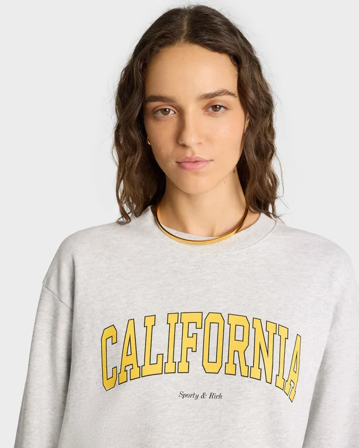 Sporty and Rich Sweatshirts Women California Crewneck 8211 Heather GrayGold