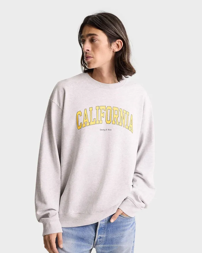 Sporty and Rich Sweatshirts Women California Crewneck 8211 Heather GrayGold