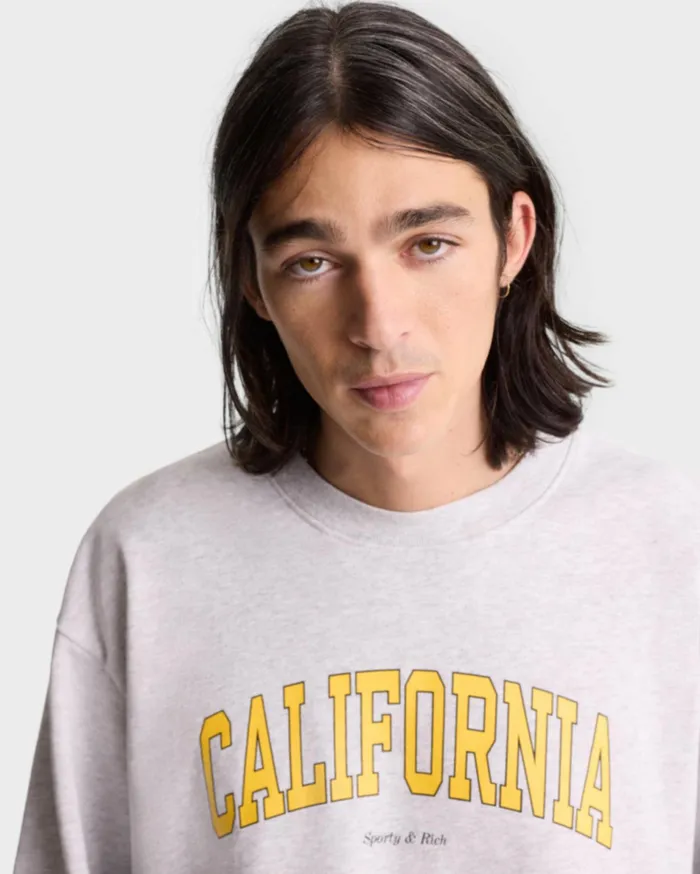 Sporty and Rich Sweatshirts Women California Crewneck 8211 Heather GrayGold