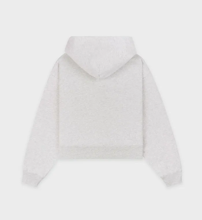 Sporty and Rich Sweatshirts Women Emblem Cropped Zip Hoodie 8211 Heather GrayNavy