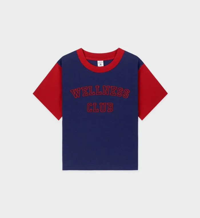 Sporty and Rich TShirts and Tops Women Wellness Club Color Block Cropped Tee 8211 NavyRuby Sporty and Rich TShirts and Tops Women Wellness Club Color Block Cropped Tee 8211 NavyRuby