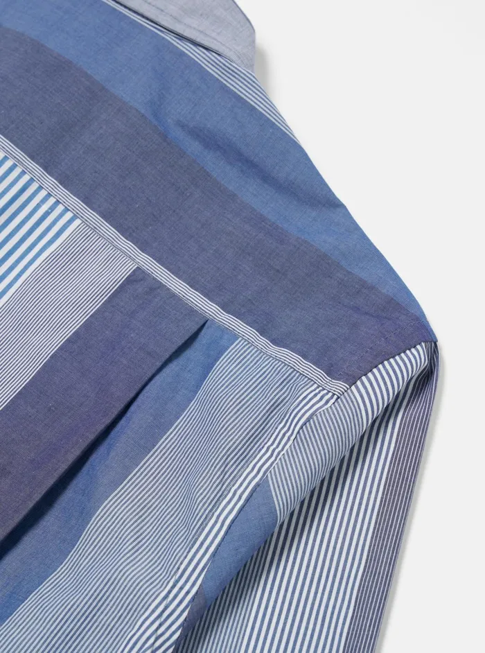 Square Pocket Shirt In Blue Multi Stripe Cotton Men Universal Works Shirts