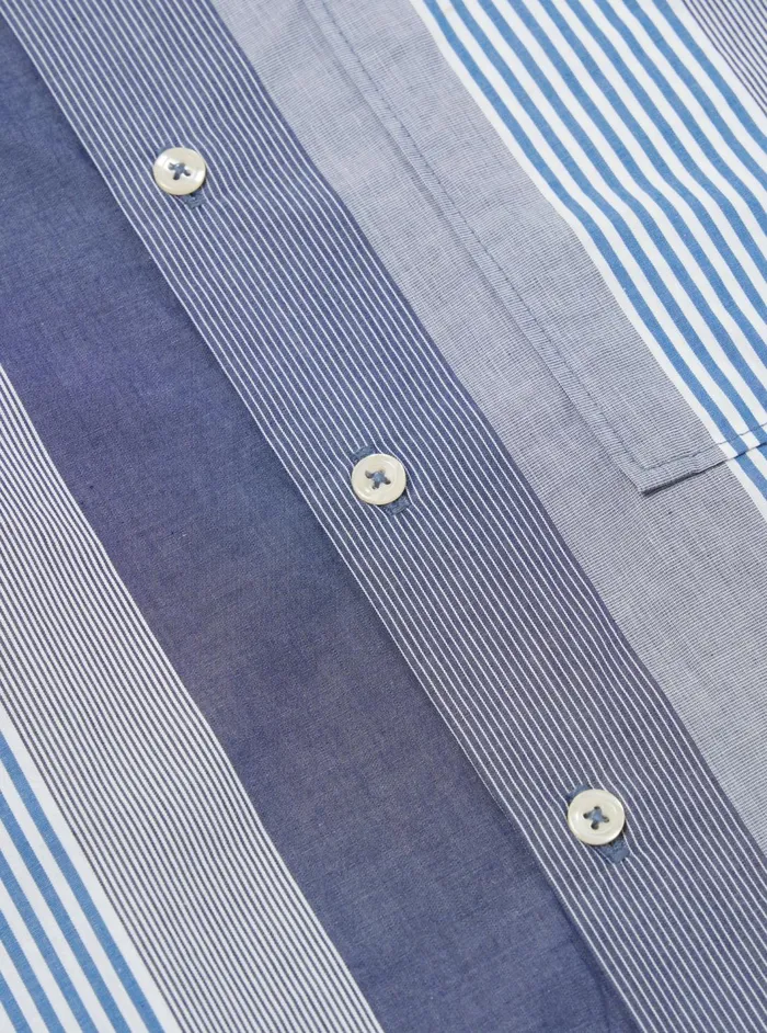 Square Pocket Shirt In Blue Multi Stripe Cotton Men Universal Works Shirts