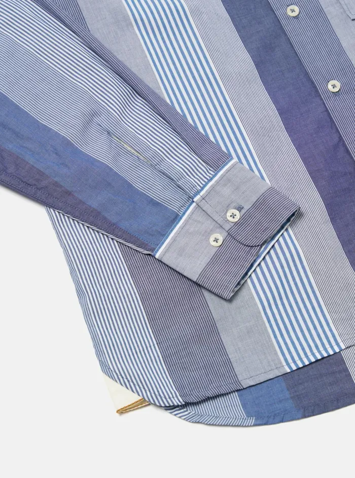 Square Pocket Shirt In Blue Multi Stripe Cotton Men Universal Works Shirts