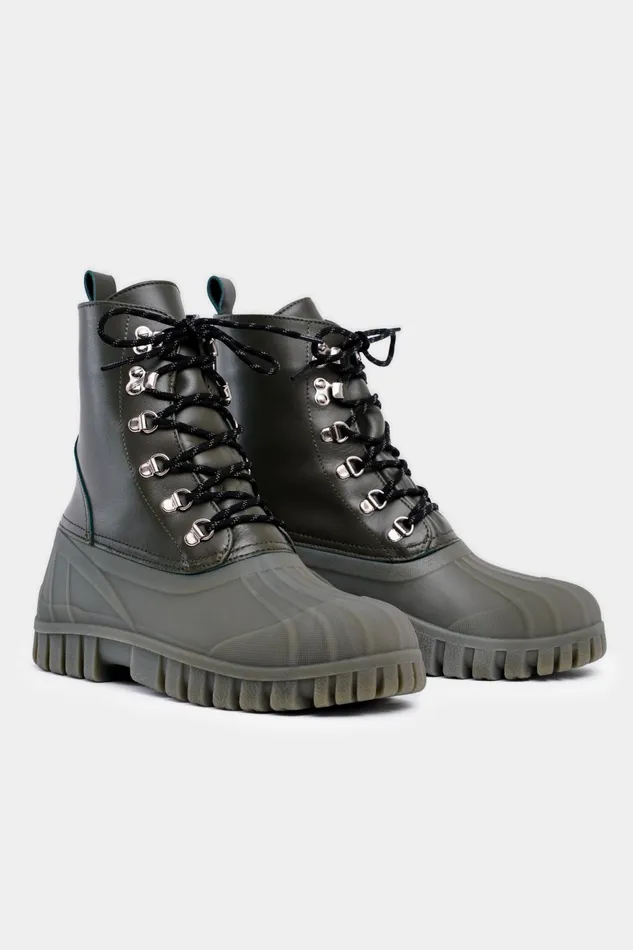 Stutterheim Patrol Boot Leather Green Women Leather Boots