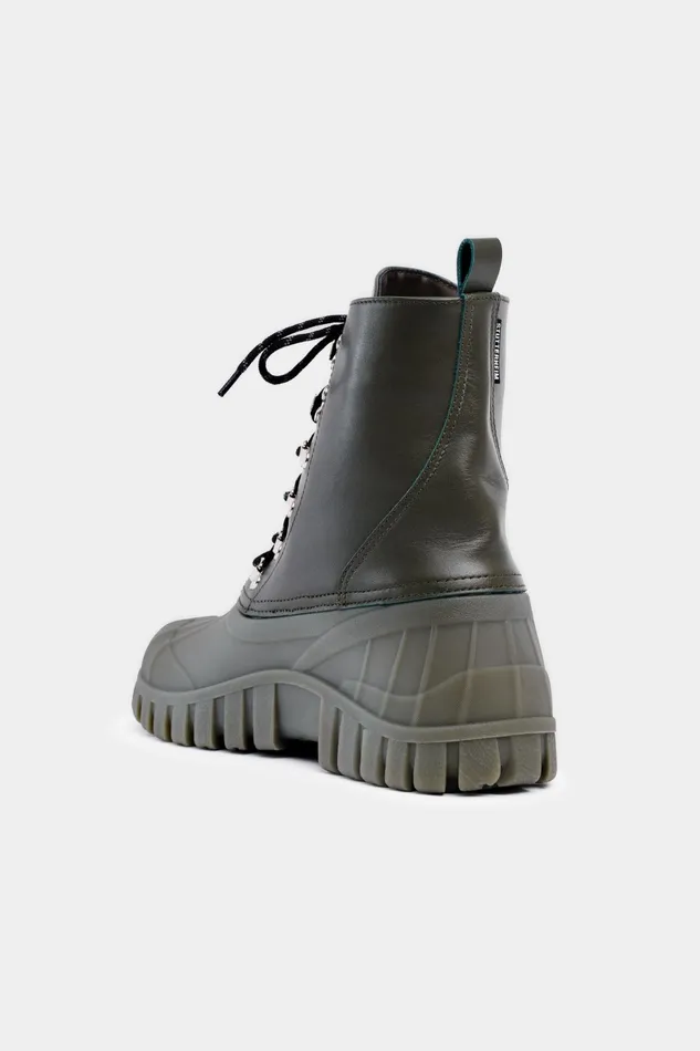 Stutterheim Patrol Boot Leather Green Women Leather Boots