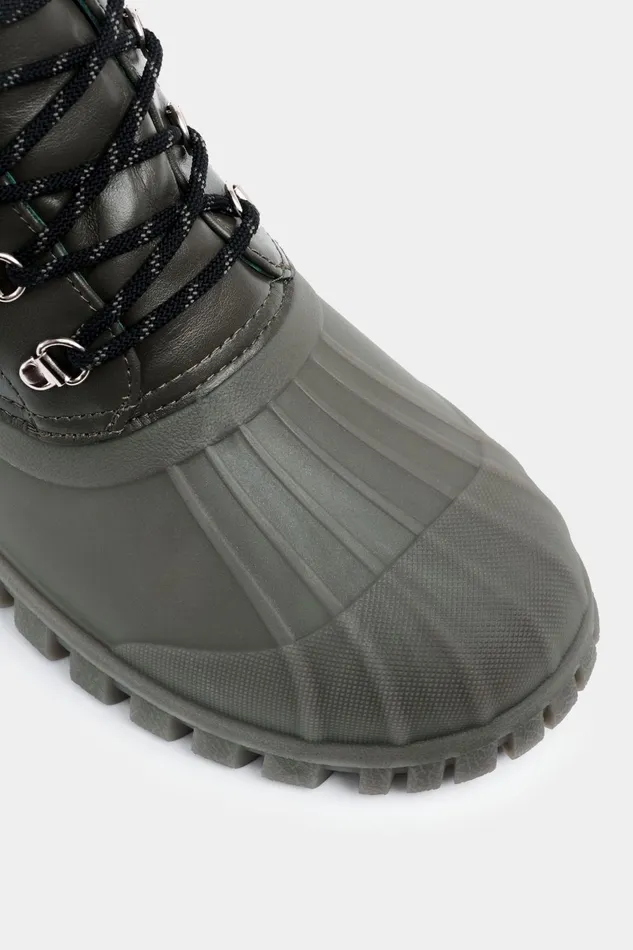 Stutterheim Patrol Boot Leather Green Women Leather Boots