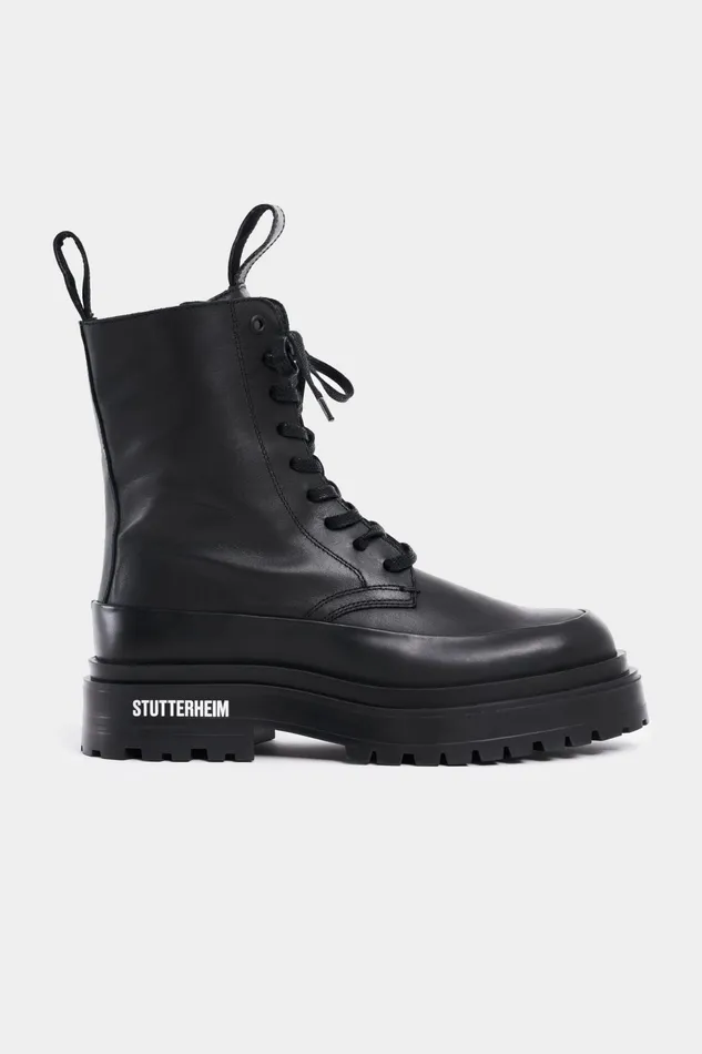 Stutterheim Peace Walker Leather Black Women Leather Boots