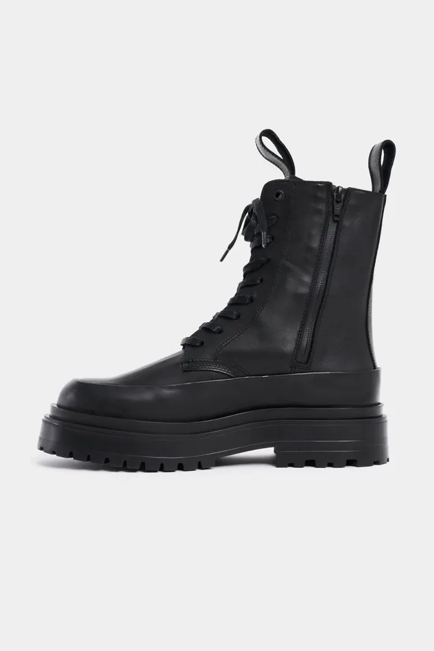 Stutterheim Peace Walker Leather Black Women Leather Boots