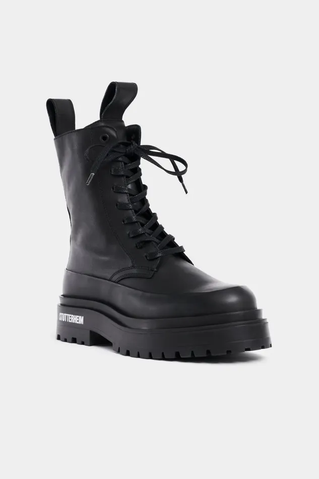 Stutterheim Peace Walker Leather Black Women Leather Boots