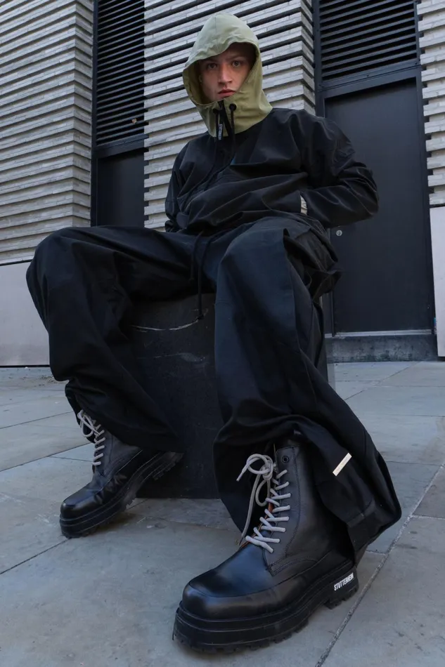 Stutterheim Peace Walker Leather Black Women Leather Boots