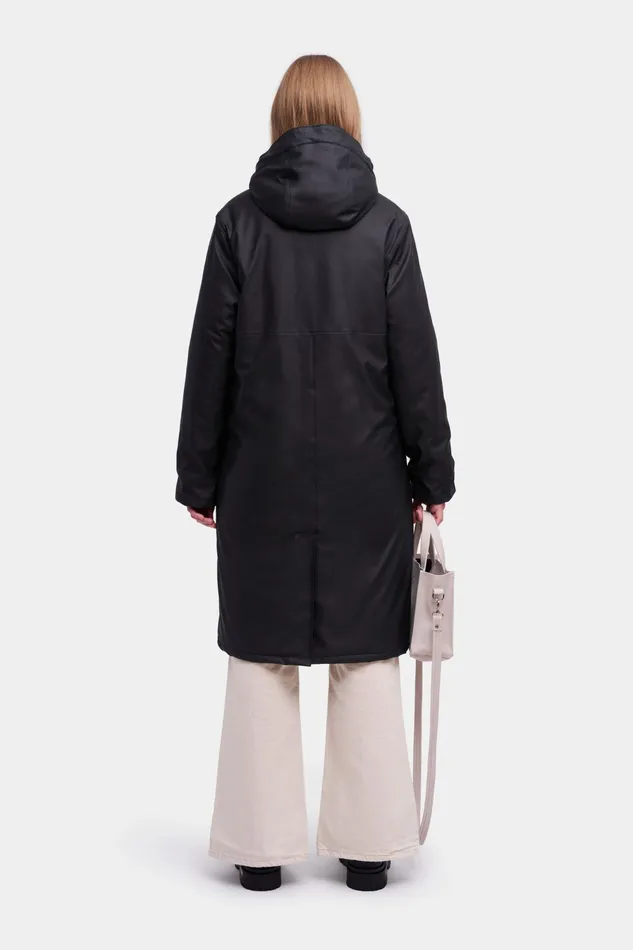 Stutterheim Stockholm Long Winter Jacket Black Women Long Raincoats