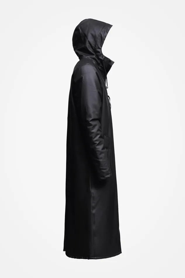 Stutterheim Stockholm Long Winter Jacket Black Women Long Raincoats