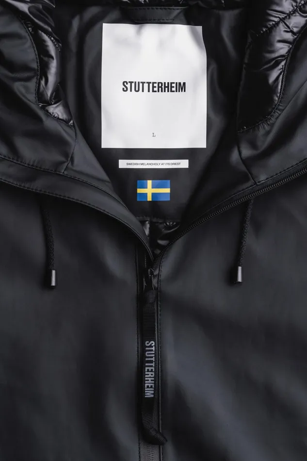 Stutterheim Stockholm Long Winter Jacket Black Women Long Raincoats