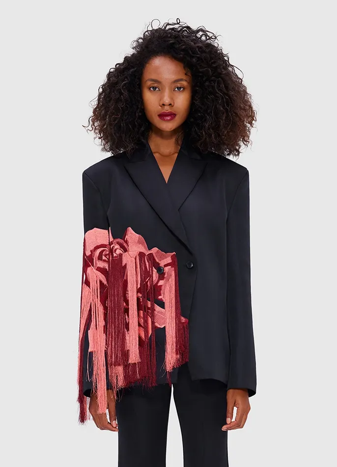 Suiting Jocelyn Embroidered Split Blazer 8211 Rose Print 8211 LEO LIN Women