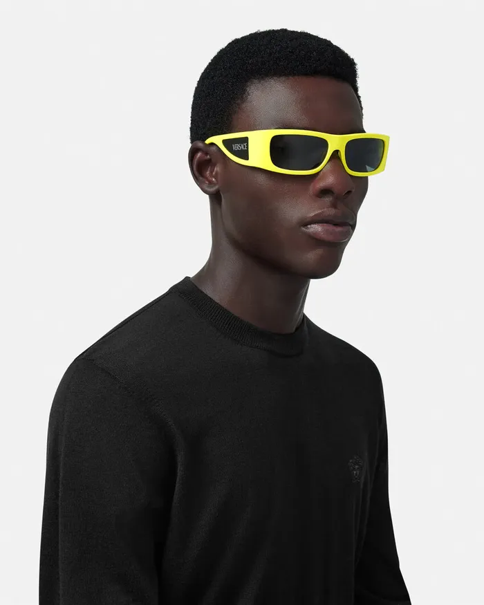 Sunglasses Men Versace Lens Logo Sunglasses Yellow