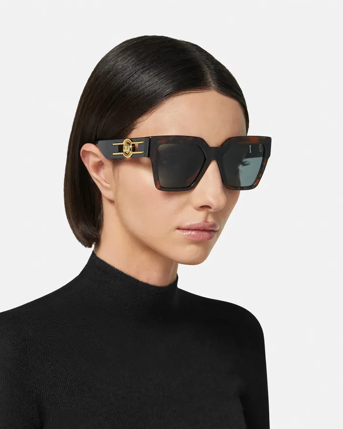 Sunglasses Women Versace Medusa Deco Butterfly Sunglasses Havana
