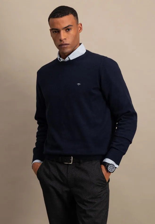 Sweater Men FYNCHHATTON Fine Knitting Sweater With A Circular Neckline Navysteelcharcoalazure Sweater Men FYNCHHATTON Fine Knitting Sweater With A Circular Neckline Navysteelcharcoalazure