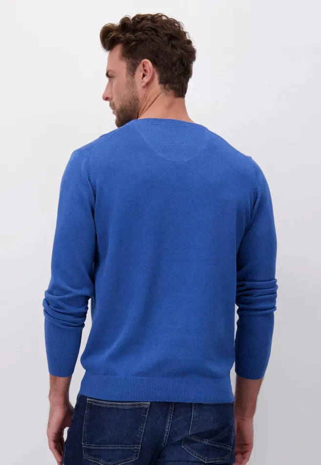 Sweater Men FYNCHHATTON Fine Knitting Sweater With A Circular Neckline Navysteelcharcoalazure