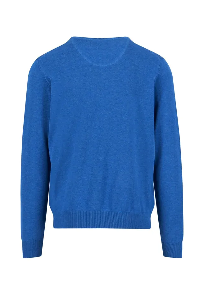 Sweater Men FYNCHHATTON Fine Knitting Sweater With A Circular Neckline Navysteelcharcoalazure