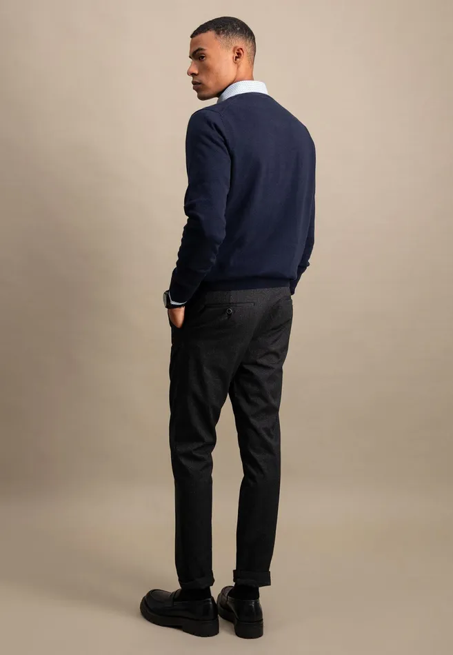 Sweater Men FYNCHHATTON Fine Knitting Sweater With A Circular Neckline Navysteelcharcoalazure