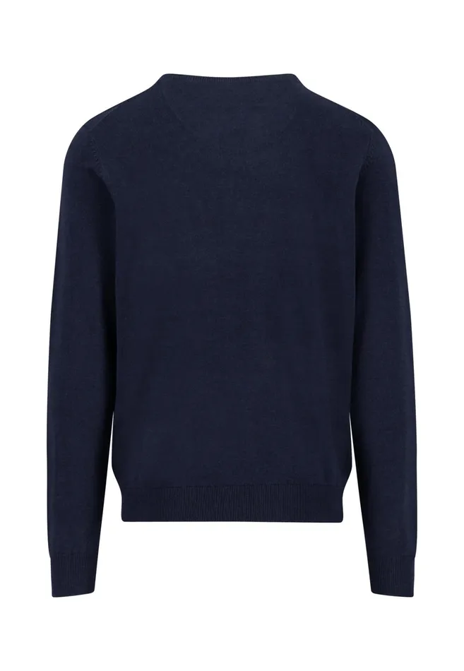 Sweater Men FYNCHHATTON Fine Knitting Sweater With A Circular Neckline Navysteelcharcoalazure