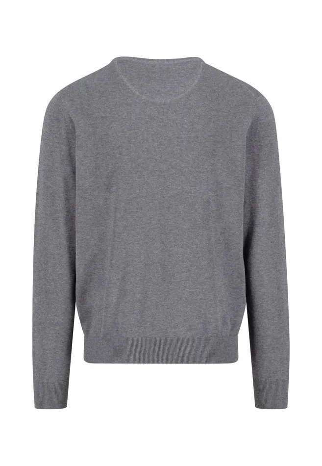 Sweater Men FYNCHHATTON Fine Knitting Sweater With A Circular Neckline Navysteelcharcoalazure