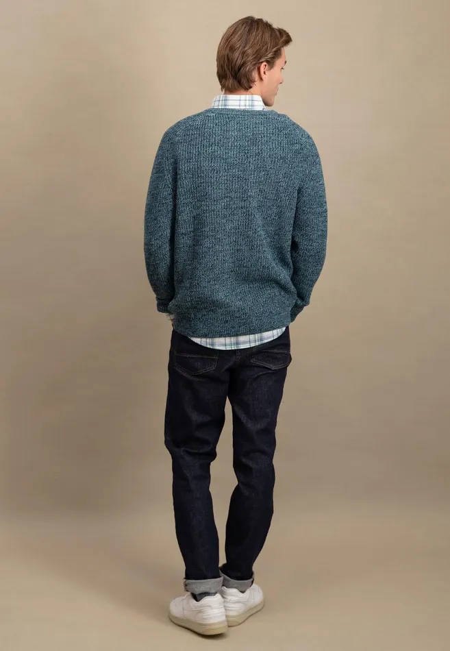 Sweater Men FYNCHHATTON Moulin Sweater Made Of Cotton Dark Tealruby Redflame